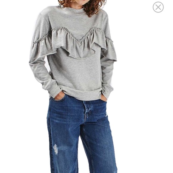 Ruffle Pullover Top Pink & Grey - Picture 1 of 11